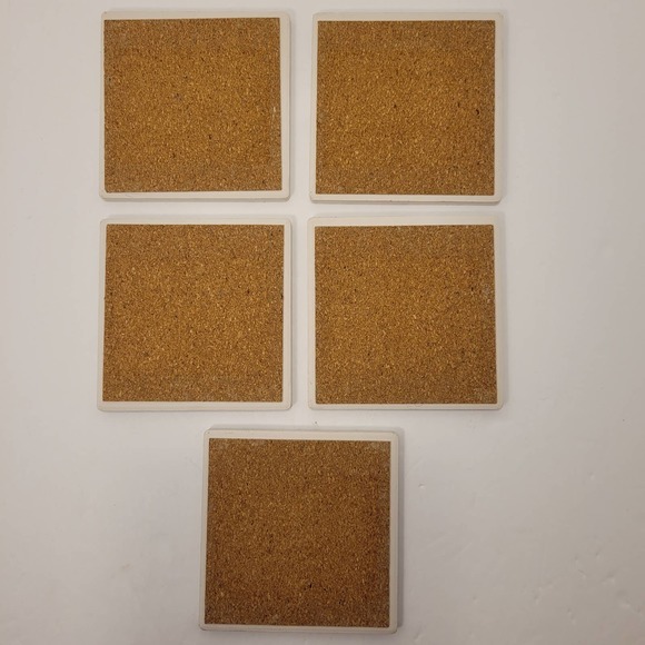 Ceramic Drink Coasters "Simply Blessed" Cork Square 4x4 Set Of 5 - Picture 3 of 11